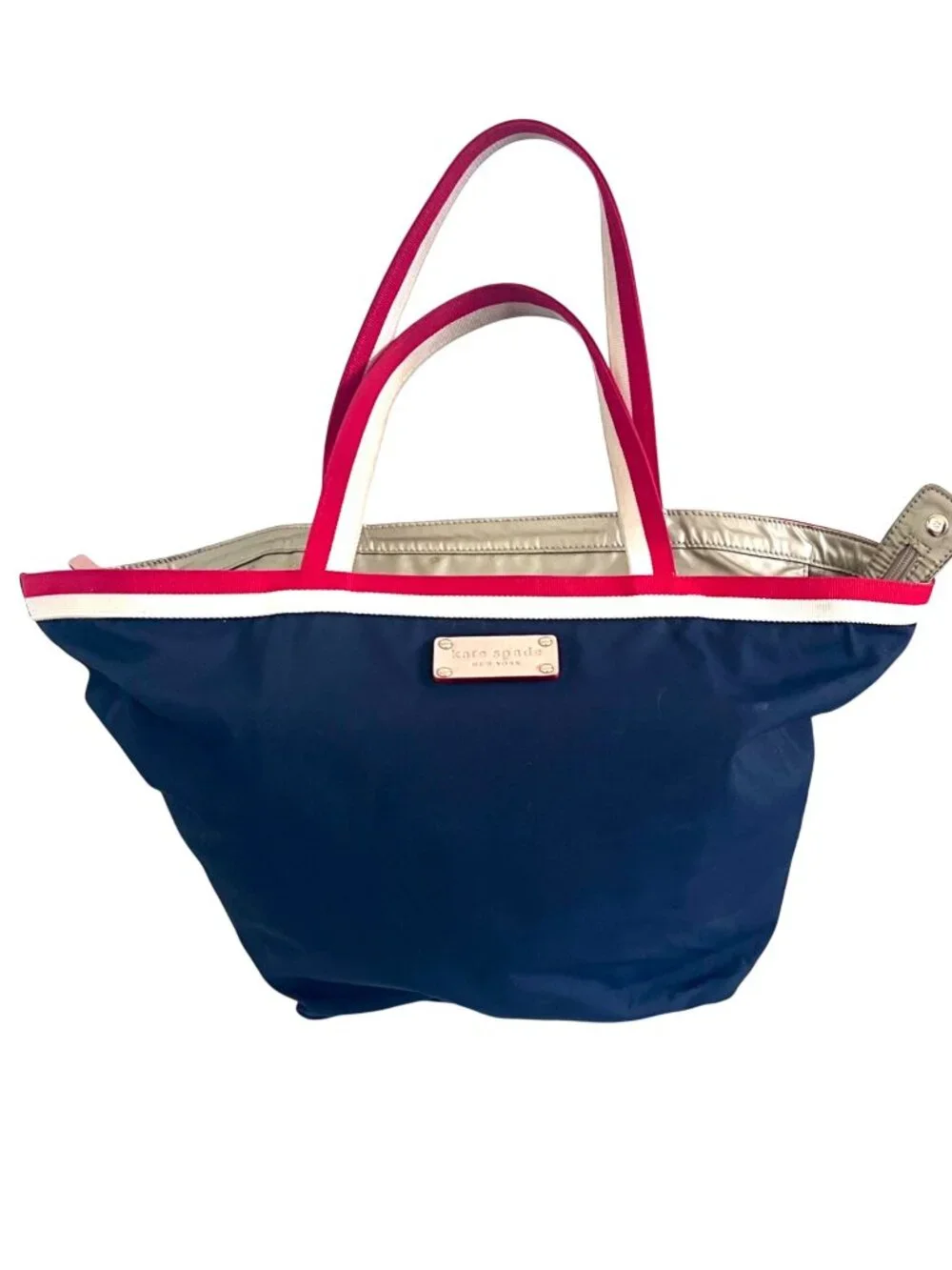 Kate Spade New York Nautical Blue Canvas Tote Bag Purse Travel Beach Resort